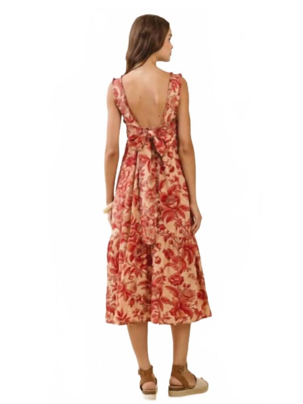 TCEC Sienna Floral Button Down Ruffle Midi Dress